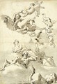Rivergods, putti and other figures, and a centaur in the sky Study for a ceiling - Giovanni Domenico Tiepolo