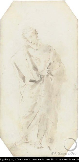 A standing figure in a cloak - Giovanni Domenico Tiepolo