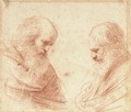 Two bearded men, bust-length, looking down - Giovanni Francesco Guercino (BARBIERI)
