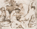 Three nymphs bathing in a mountain pool - Giovanni Francesco Guercino (BARBIERI)