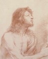 Saint John the Baptist, half-length, looking up to the right, holding a bowl - Giovanni Francesco Guercino (BARBIERI)