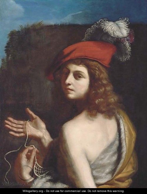 David holding a sling - Giovanni Francesco Guercino (BARBIERI)