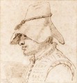 Caricature of a man in a hat in profile to the left, bust length - Giovanni Francesco Guercino (BARBIERI)
