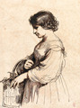 A young girl holding a basket of grapes - Giovanni Francesco Guercino (BARBIERI)