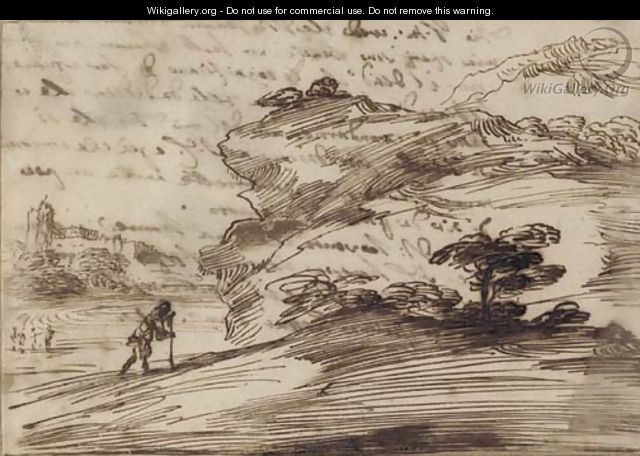 A traveller in an extensive landscape - Giovanni Francesco Guercino (BARBIERI)