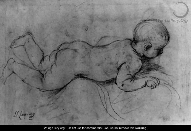 A baby lying on his stomach - Giovanni Francesco Guercino (BARBIERI)