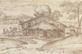 A farmhouse in a landscape - Giovanni Francesco Grimaldi