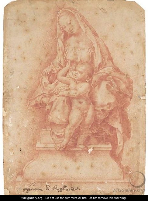 The Madonna and Child seated on a throne - Girolamo Genga