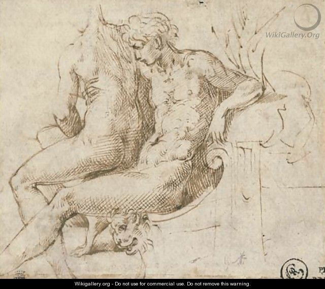 Two lovers seated on a couch - Girolamo Francesco Maria Mazzola (Parmigianino)
