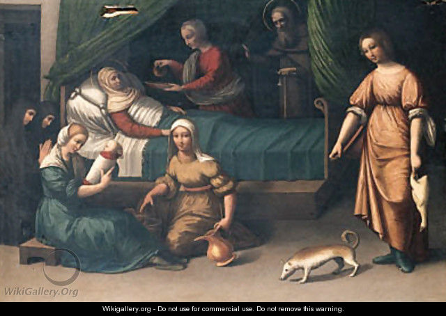 The Birth of the Virgin - Giovanni Battista Benvenuti (see Ortolano)