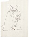 Caricature of a man with long moustaches wearing a hat and a cloak - Giovanni Battista (Baciccio) Gaulli
