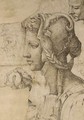 An ideal female head in profile to the left, after Michelangelo, with other head studies - Battista Franco
