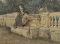 Flirtation on a stone balustrade - Giovanni Battista Filosa