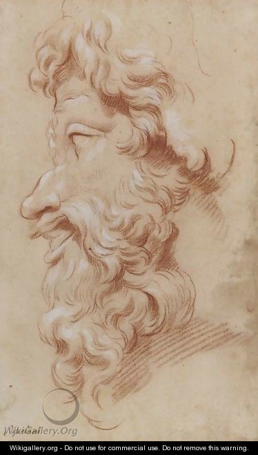 Study of the profile of a bearded God - Giovanni Battista Cipriani