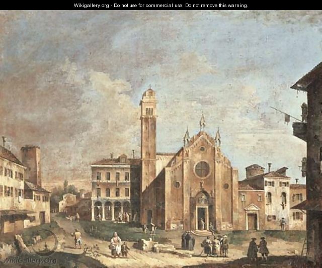 A capriccio view of Venice, with the church of Santa Maria Gloriosa dei Frari, and the Fabbriche Vecchie of Rialto beyond - Gianbattista Cimaroli