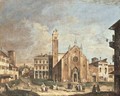 A capriccio view of Venice, with the church of Santa Maria Gloriosa dei Frari, and the Fabbriche Vecchie of Rialto beyond - Gianbattista Cimaroli