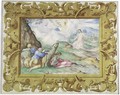 The Agony In The Garden, In A Decorative Frame - Giovanni B. (Il Genvovese) Castello