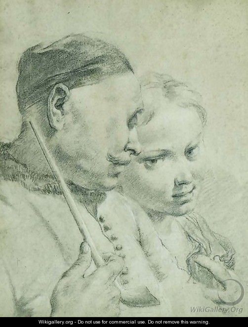 The Heads of a Girl and a Levantine wearing a Cap - Giovanni Battista Piazzetta