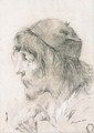 The head of a bearded man wearing a cap, in profile to the left - Giovanni Battista Piazzetta