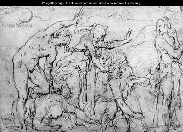 A group of figures fighting - Giovan Battista Naldini