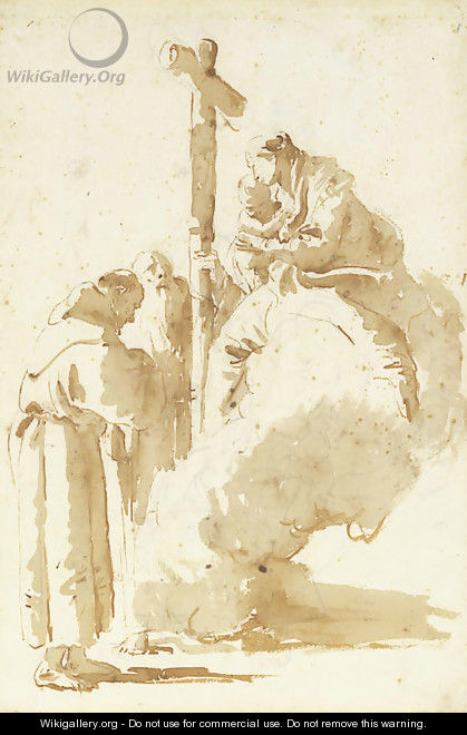 The Madonna and Child adored by Saint Anthony and an abbot - Giovanni Battista Tiepolo