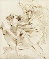 The Holy Family with three angels - Giovanni Battista Tiepolo