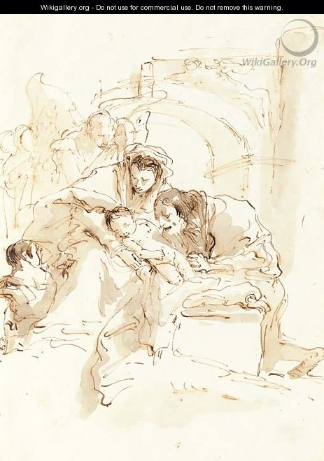 The Holy Family with angels before an arch - Giovanni Battista Tiepolo