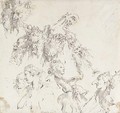 The heads of satyrs, women and other studies - Giovanni Battista Tiepolo