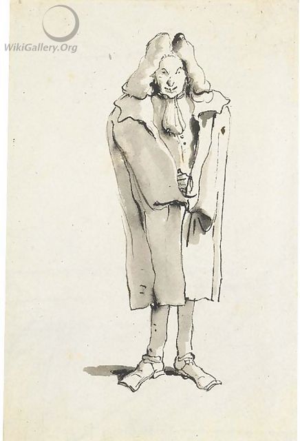 Caricature of a man wearing an overcoat - Giovanni Battista Tiepolo