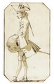 Caricature of a cavalier in profile to the left holding a muff - Giovanni Battista Tiepolo