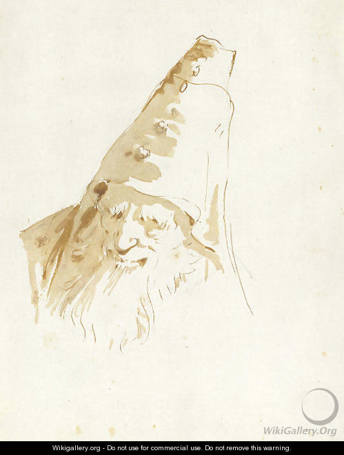 A bearded man wearing a conical hat - Giovanni Battista Tiepolo