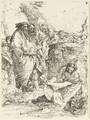 Woman kneeling in front of Magicians and other Figures, from Scherzi - Giovanni Battista Tiepolo