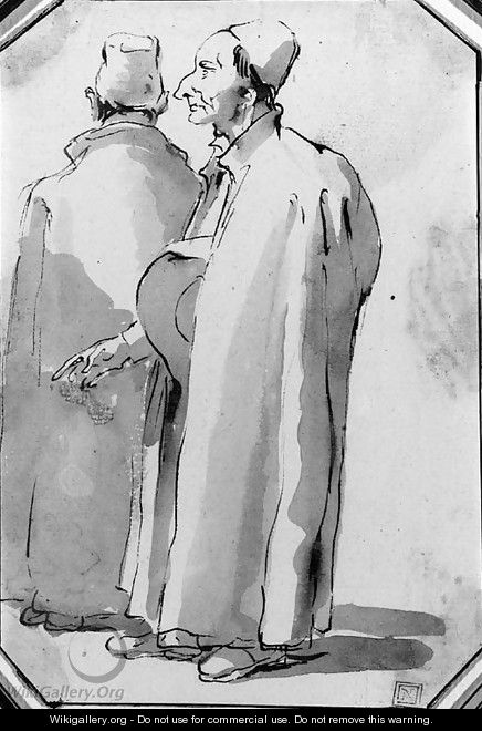 Two priests, one in profile to the left and another seen from behind - Giovanni Battista Tiepolo