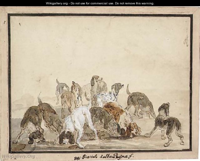 A pack of hounds - Giacinto Della Pegna (Hyacinthe De La Peigne)