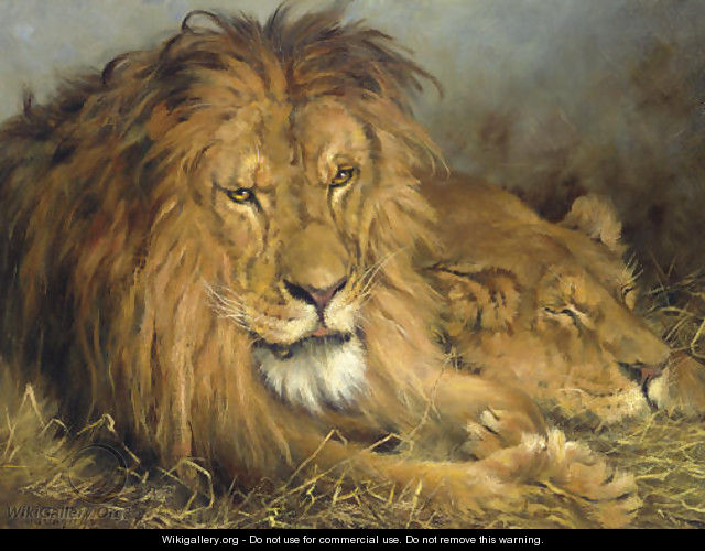 A Lion and a Lioness - Geza Vastagh