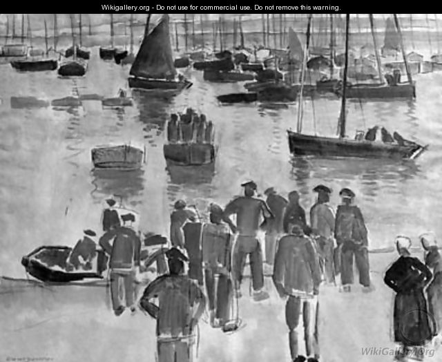 Fisherfolk in the harbour of Douarnenez - Gerrit Willem Van Blaaderen