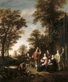 A family portrait in a landscape after a hunt - Gerrit Lundens