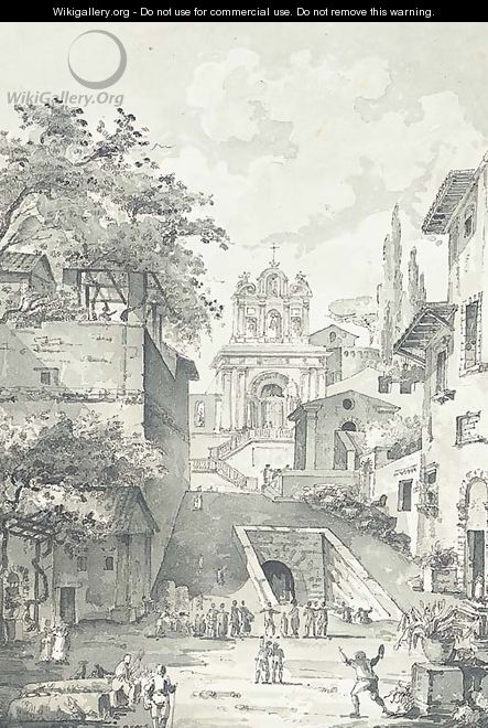 A capriccio reminiscent of the Spanish Steps, Rome - Giacomo Quarenghi
