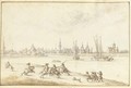 View of Dendermonde seen across the River Schelde, a cavalry skirmish in the foreground - Gilles Neyts