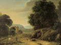 Shepherds on a riverbank in a wooded landscape - Gilles Neyts