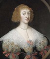 Portrait of a lady, half-length, in an embroidered dress with an ornate lace collar, feigned oval - Gilbert Jackson