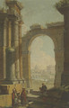 Figures in oriental costume standing in classical ruins - Giovacchino Assereto Genoa