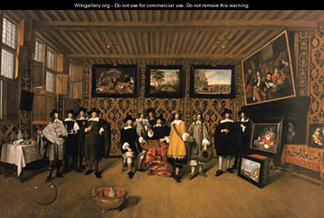 A group portrait of twelve gentlemen in an interior - Gillis Van Tilborch