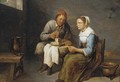 A couple sitting and having a meal - Gillis Van Tilborch