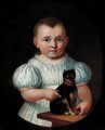 Portrait of a young boy with a dog - German Provincial School