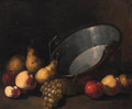 Pears, apples and grapes alongside a cauldron - Theodule Augustine Ribot