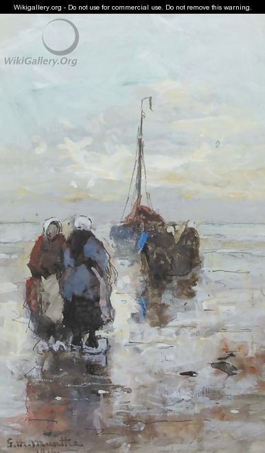 Fisherwomen on the beach of Katwijk - Gerhard Arij Ludwig Morgenstje Munthe