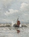 A bomschuit in the surf by Katwijk - Gerhard Arij Ludwig Morgenstje Munthe