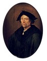 Portrait of a gentleman, half-length, in a black robe and a black hat - German School