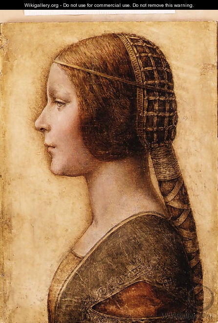 The Head of a young Girl in Profile to the left in Renaissance Dress - German School